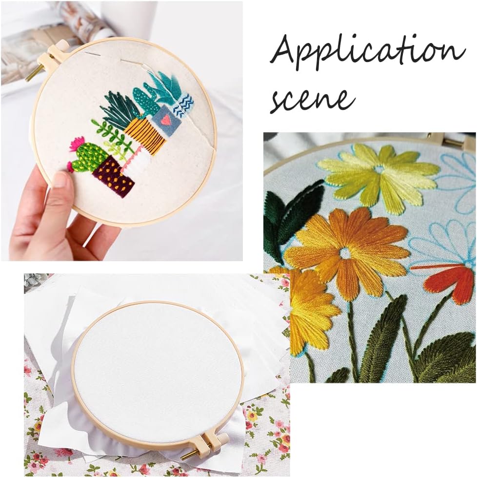 BENECREAT 14 Pieces White Cotton Embroidery Fabric, 7.9Inch Square Ramie Cotton Cloth for Handmade Embroidery Flower Pot Decoration