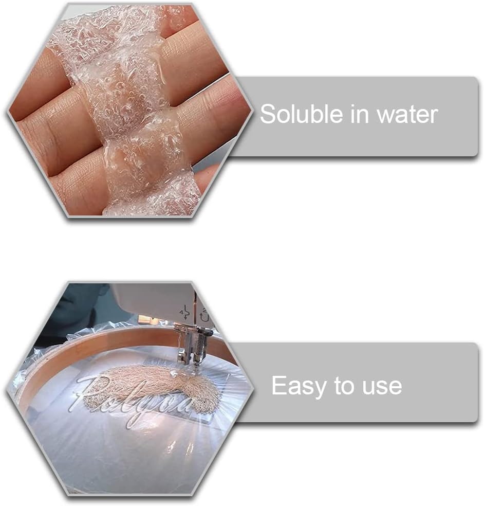 Water Soluble Embroidery Stabilizer 16 Sheets Wash Away Embroidery Stabilizer Topping Film for Machine Embroidery and Hand Sewing16 Sheets (10"x 10"/ 25 x 25cm)