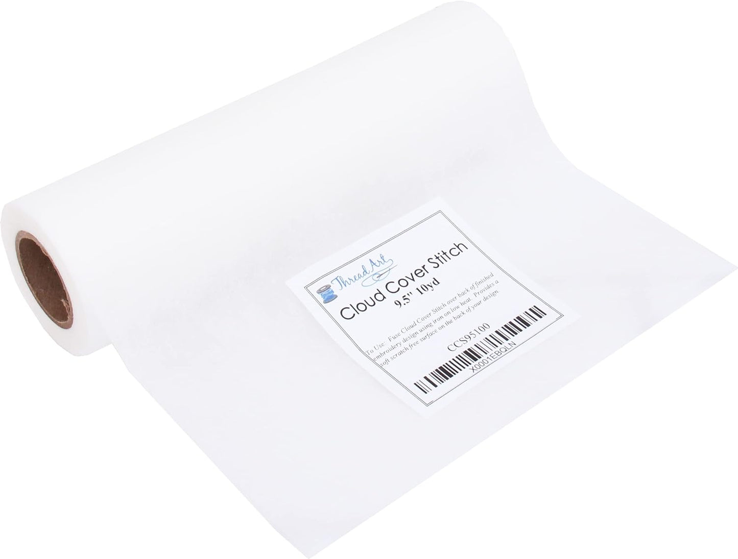 Threadart Cloud Cover Stitch Roll | Fusible Lightweight Fabric | 9.5" x 10yd Roll | Make The Back of Your Machine Embroidery Baby Soft | Iron On