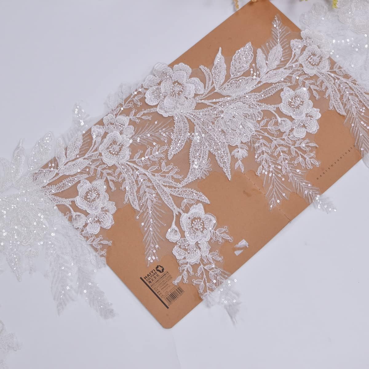 G-RUI 1yard Luxury Beaded Embroidery lace Appliques for Wedding Dresses Rhinestone lace Applique Patches Embroidery lace parches ropa (P3265)