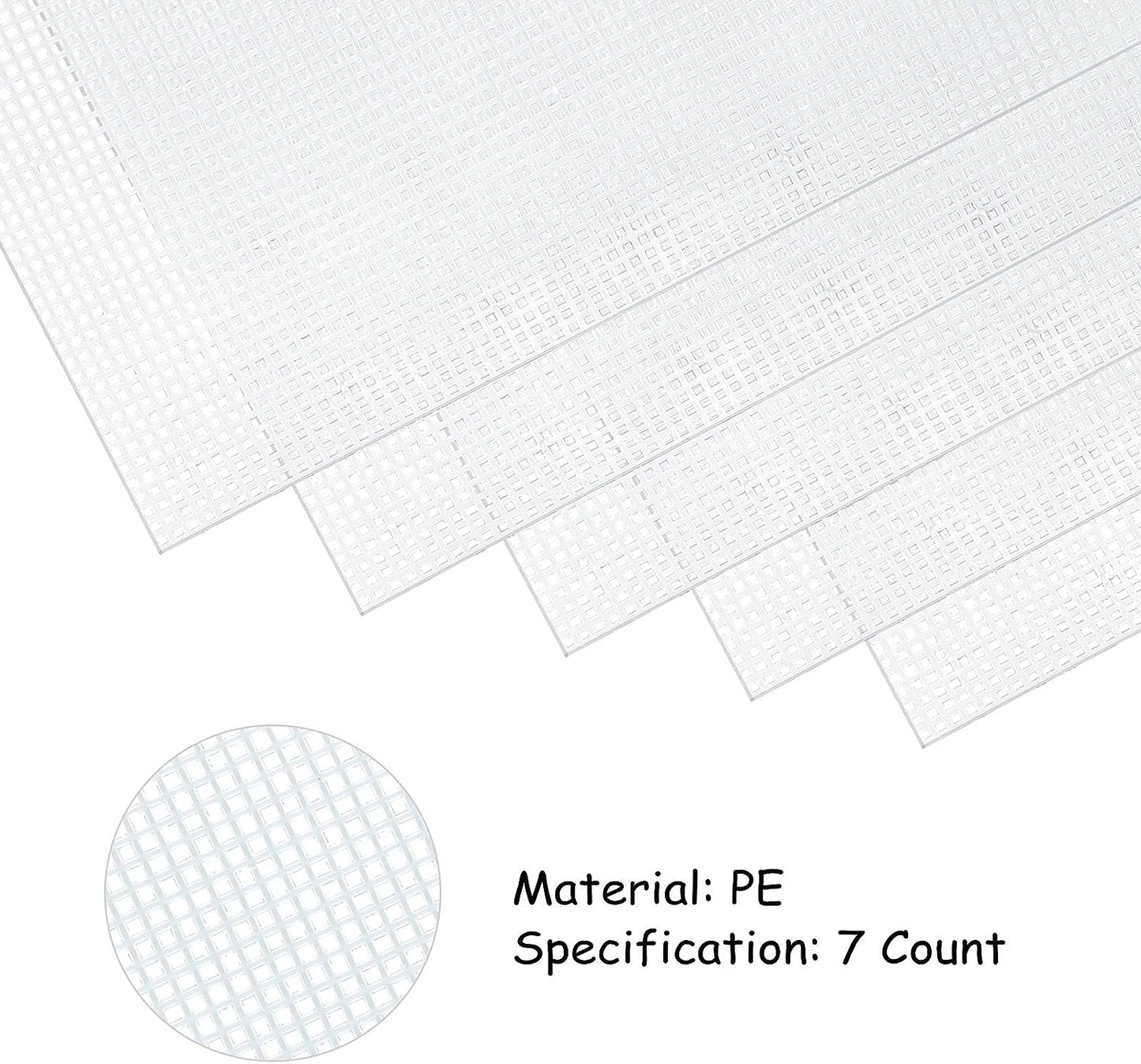Pllieay 5 Pieces 7 Count Plastic Mesh Canvas Sheets for Embroidery, Acrylic Yarn Crafting, Knit and Crochet Projects (10.2 x 13.2 inch, Come with 4 Pieces Weaving Needles)
