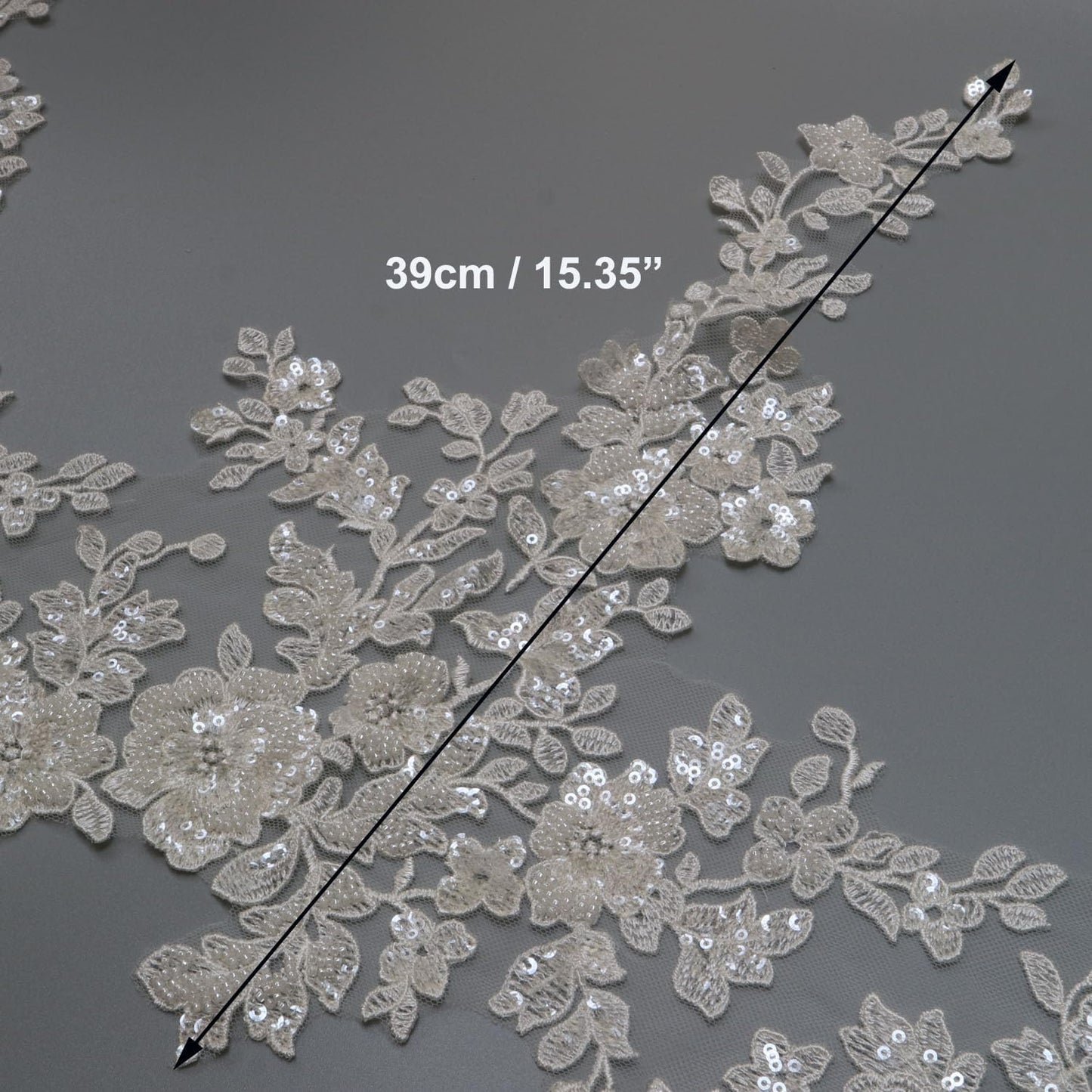 G-RUI 1yard Luxury Beaded Embroidery lace Appliques for Wedding Dresses Rhinestone lace Applique Patches Embroidery lace parches ropa (P3265)