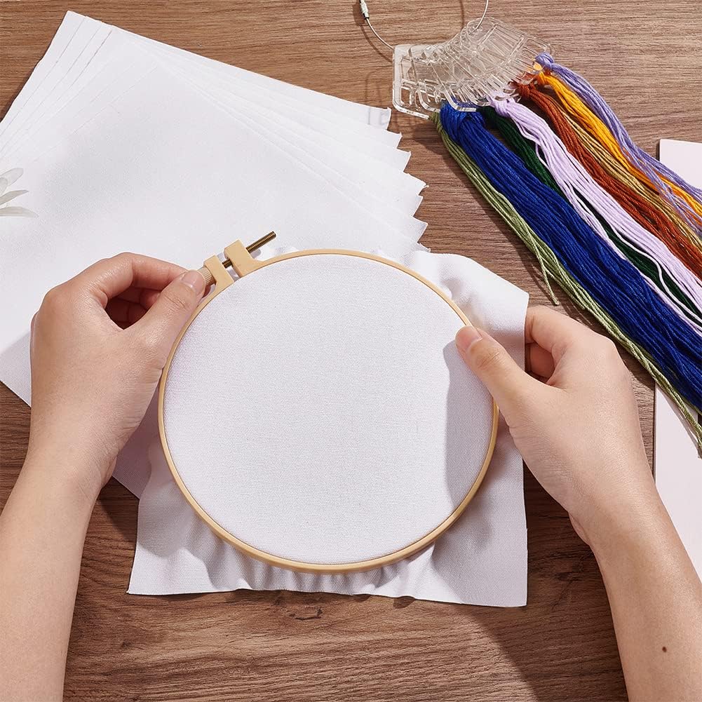 BENECREAT 14 Pieces White Cotton Embroidery Fabric, 7.9Inch Square Ramie Cotton Cloth for Handmade Embroidery Flower Pot Decoration