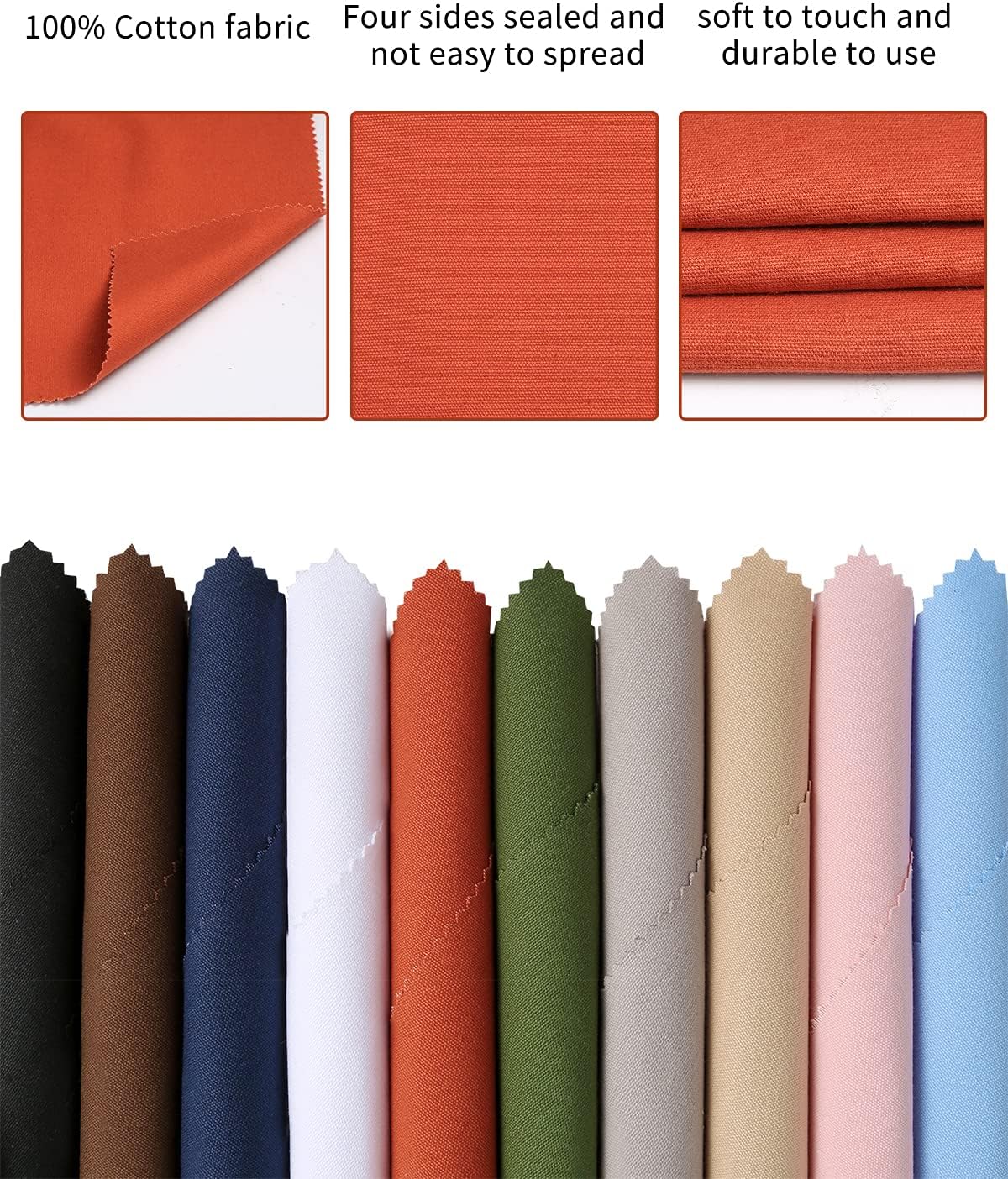 Caydo 10 Pieces Embroidery Fabric, Including 10 Colors Embroidery Cotton Fabric, 5 Colors Water-Soluble Pens, 7.9 by 7.9 Inch