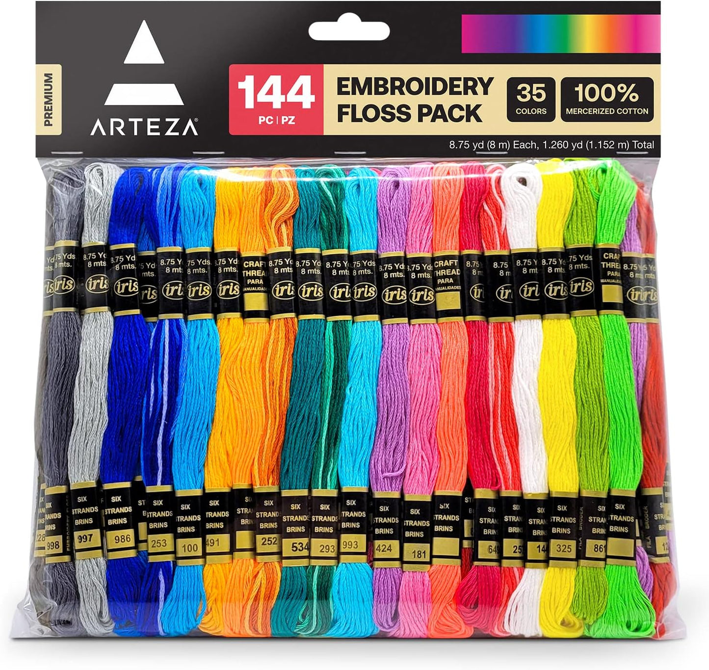 Arteza Embroidery Thread Pack 鈥?80 Skeins of Embroidery Floss, 20 Each of Red, Pink, Purple & Violet 鈥?100% Mercerized Cotton Friendship Bracelet String 鈥?Cross Stitch Supplies, 700 Yards per Pack