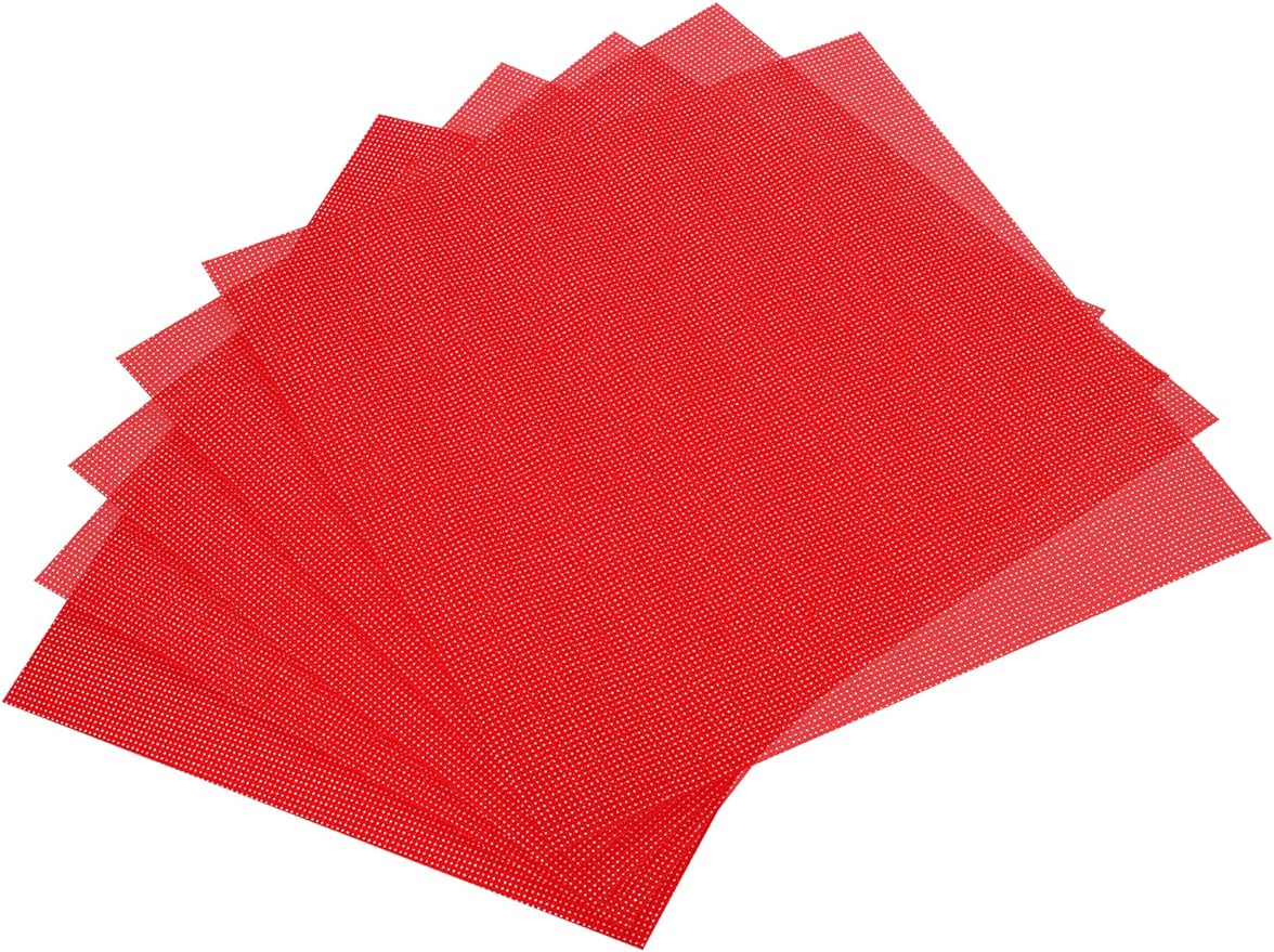 PATIKIL 11 Count Cross Stitch Cloth 12" x 12", 5 Pack Embroidery Cotton Fabric for DIY Needlework, Red