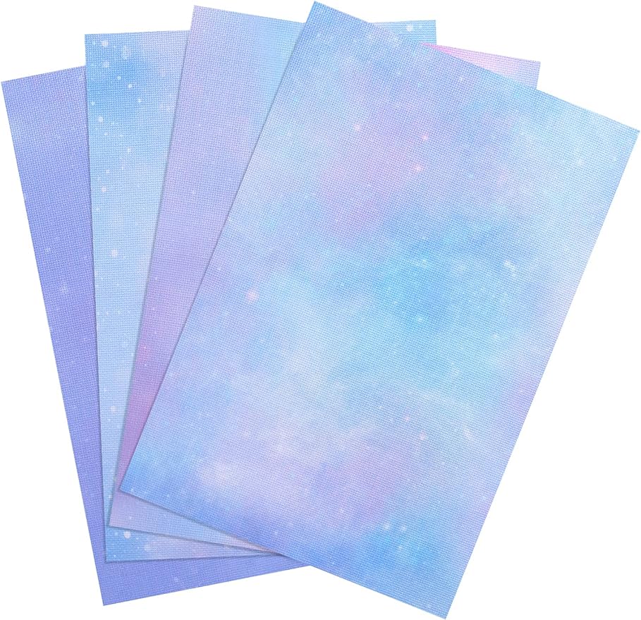 Pllieay 4 Pieces Printed Aida Cloth 14 Count Cross Stitch Fabric, Embroidery Cloth, 18 x 12 Inch, Starry Sky Printed Patterns