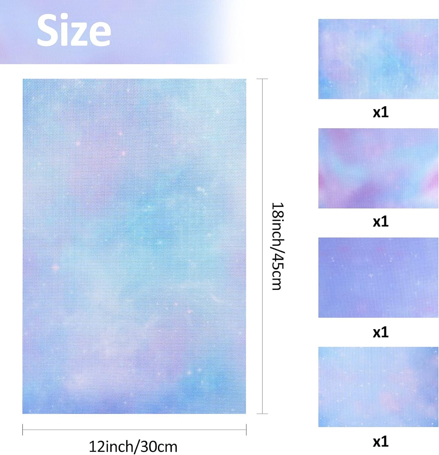 Pllieay 4 Pieces Printed Aida Cloth 14 Count Cross Stitch Fabric, Embroidery Cloth, 18 x 12 Inch, Starry Sky Printed Patterns