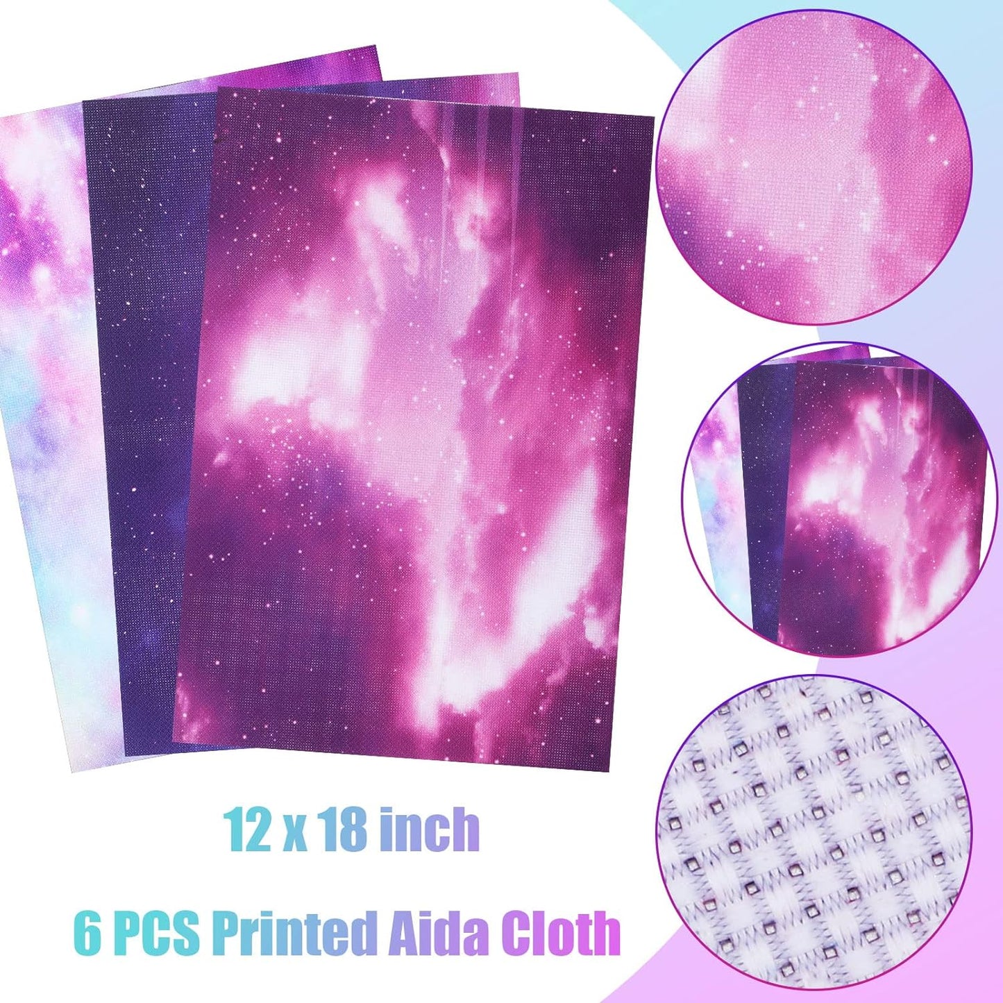 Macarrie 6 Pieces Cross Embroidery Fabric 14 Count Aida Cloth 11.81 x 17.72 Inch Cross Aida Sky Printed Patterns Cross Cloth Embroidery Cloth for DIY Art Craft Handwork