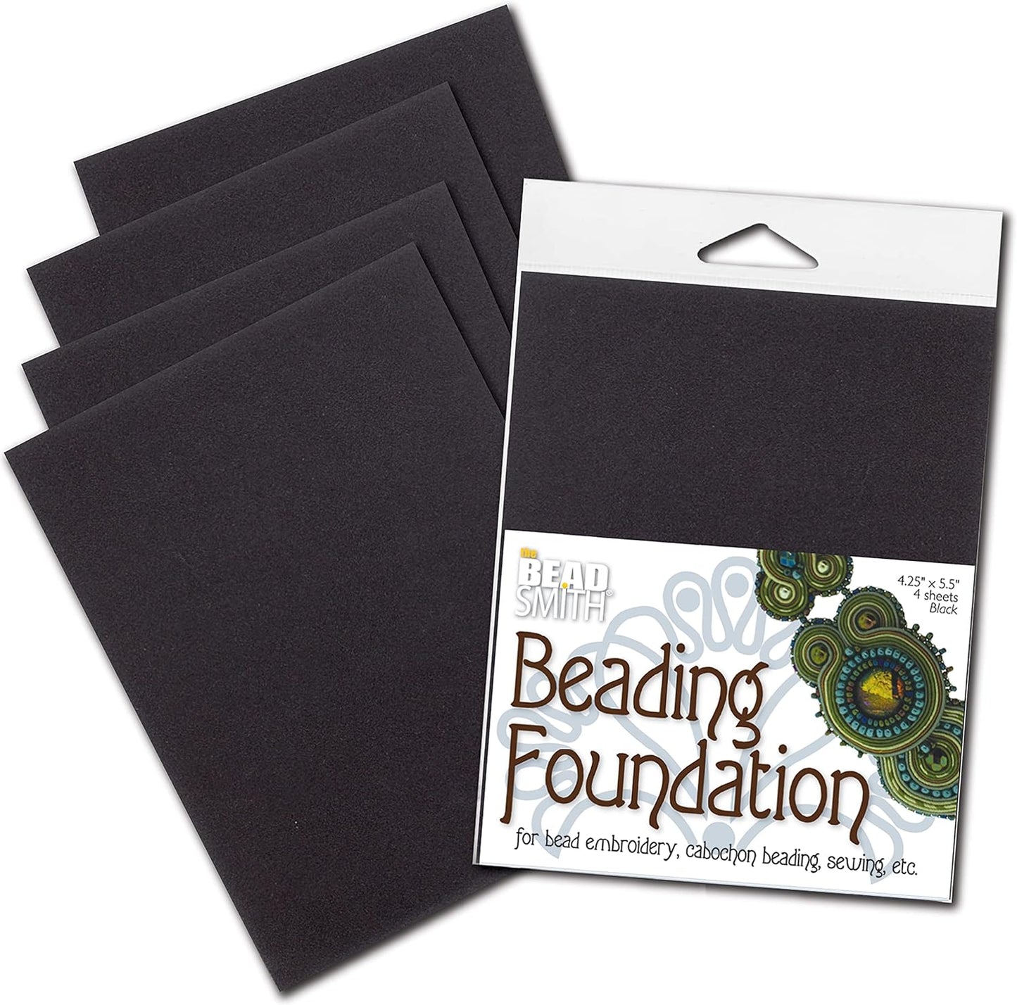 The Beadsmith Beading Foundation 鈥?8.5 x 11 inches 鈥?White Fabric 鈥?4 Sheets 鈥?Made in The USA 鈥?Stiff & Durable Material Used for Bead & Stitch Embroidery, cabochon Beading and Sewing