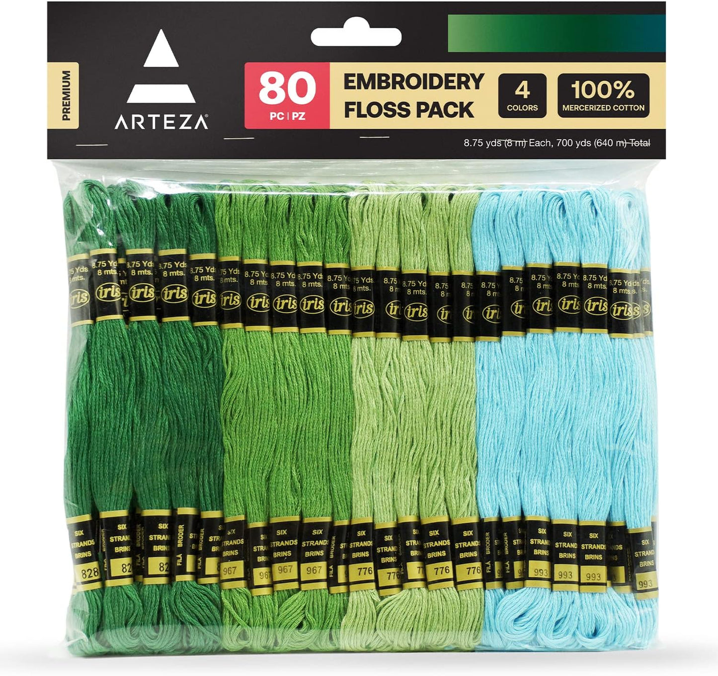 Arteza Embroidery Thread Pack 鈥?80 Skeins of Embroidery Floss, 20 Each of Red, Pink, Purple & Violet 鈥?100% Mercerized Cotton Friendship Bracelet String 鈥?Cross Stitch Supplies, 700 Yards per Pack