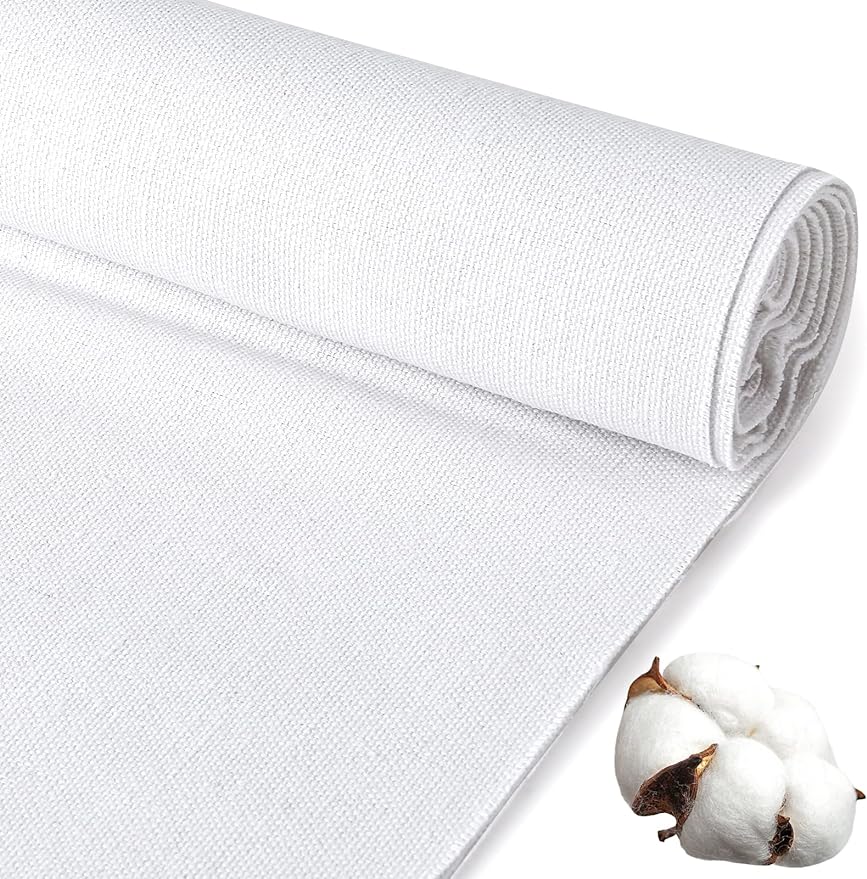 Caydo 20 by 60-Inch White Cotton Fabric Natural Cotton Fabric 100% Cotton Fabric for Embroidery Sewing and Garments Craft
