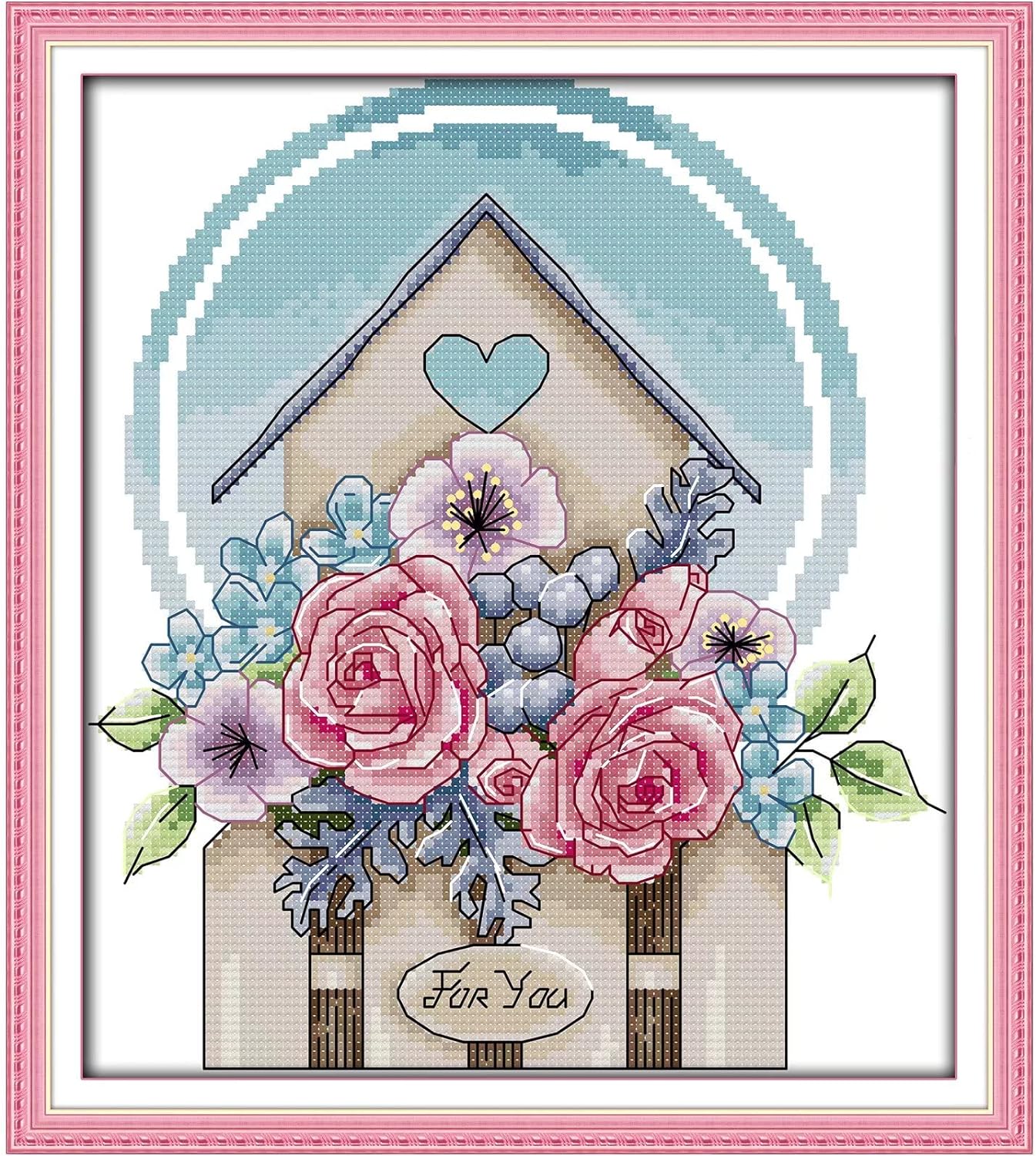 ITSTITCH Counted Cross Stitch Kits for Adults 21x21 inch Holiday Gift Easy Cross-Stitching NO Pattern for Home Decor, 14CT White Fabric Embroidery Crafts Needlepoint Kit Four Season of Life