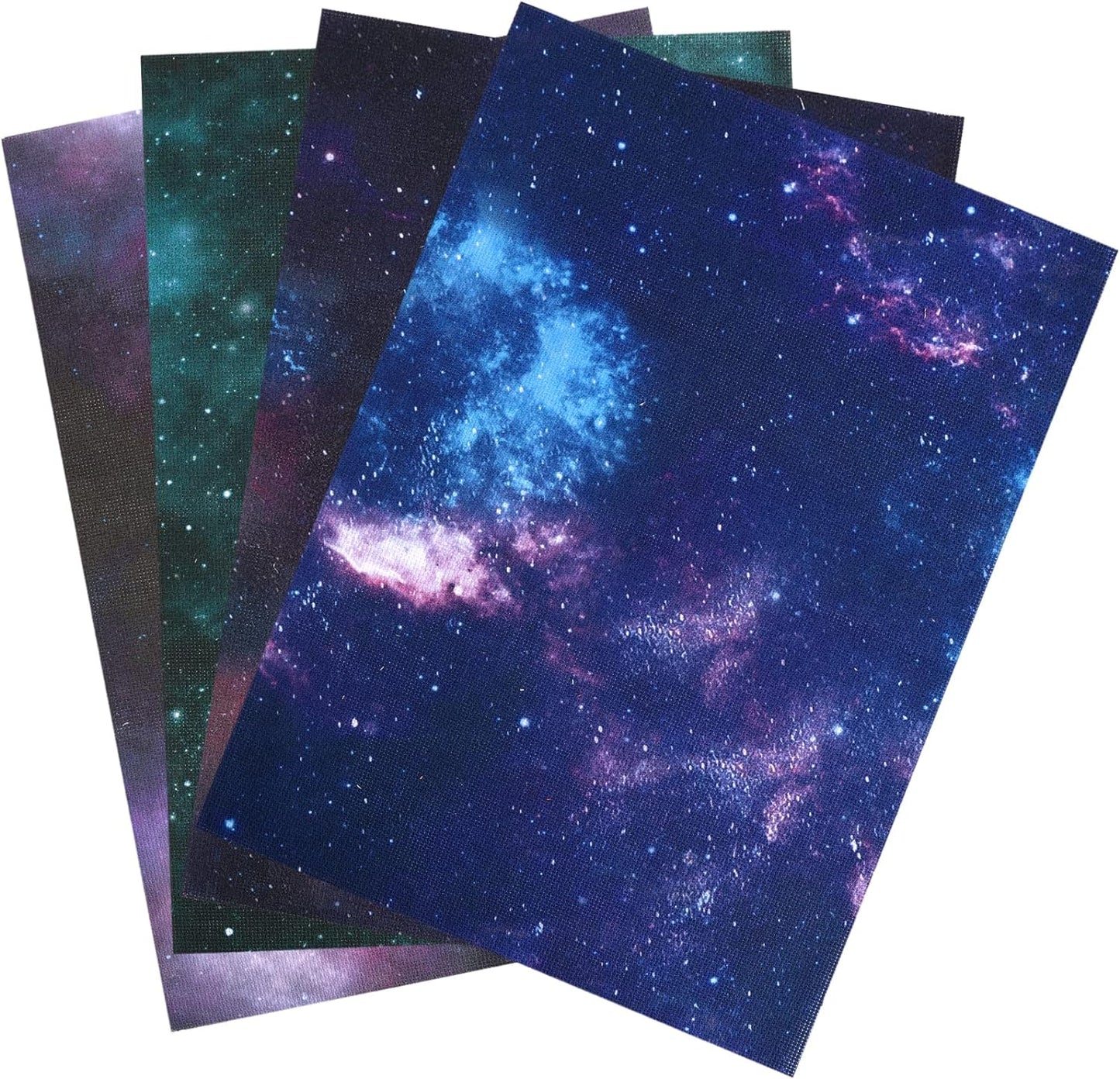 Pllieay 4 Pieces Printed Aida Cloth 14 Count Cross Stitch Fabric, Embroidery Cloth, 18 x 12 Inch, Starry Sky Printed Patterns
