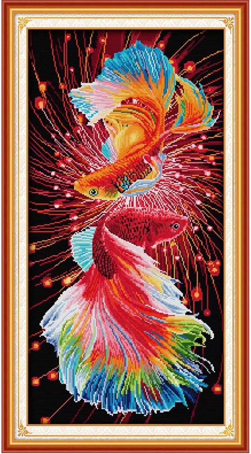 ITSTITCH Counted Cross Stitch Kits for Adults 21x21 inch Holiday Gift Easy Cross-Stitching NO Pattern for Home Decor, 14CT White Fabric Embroidery Crafts Needlepoint Kit Four Season of Life