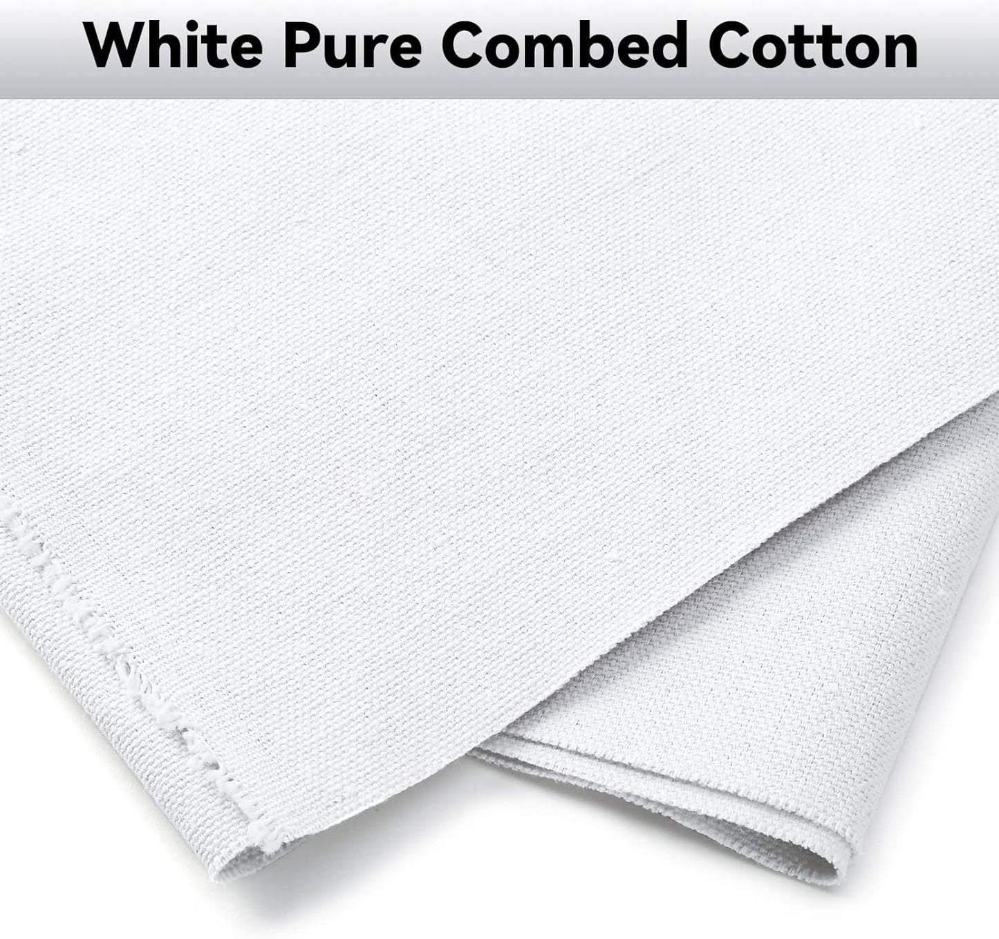 Caydo 20 by 60-Inch White Cotton Fabric Natural Cotton Fabric 100% Cotton Fabric for Embroidery Sewing and Garments Craft