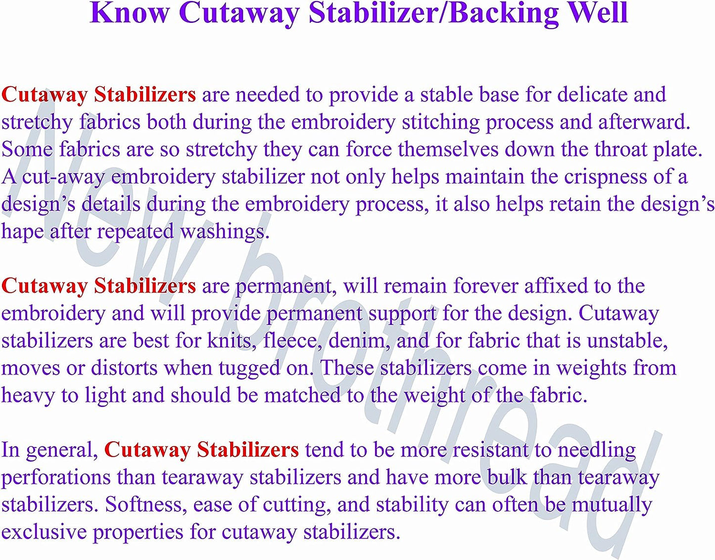 New brothread Cut Away Machine Embroidery Stabilizer Backing 8"x8" - 100 Precut Sheets - Medium Weight 2.5 Ounce - Fits 4x4 and 6x6 Hoops