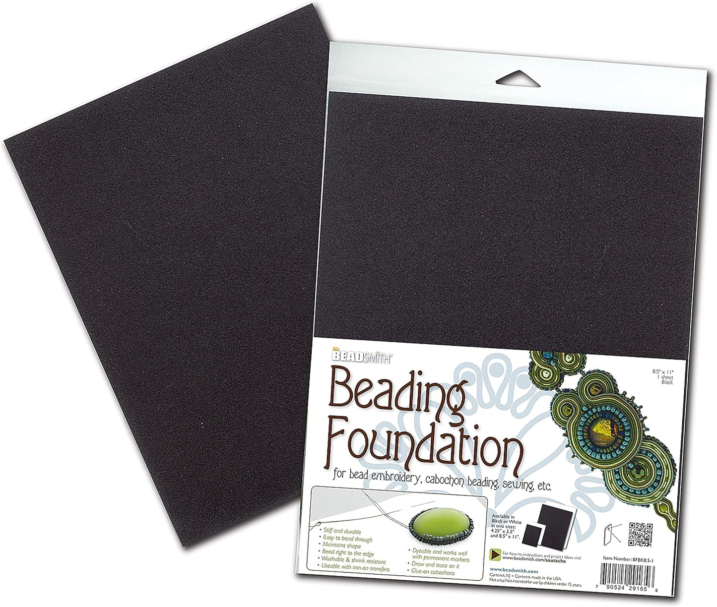The Beadsmith Beading Foundation 鈥?8.5 x 11 inches 鈥?White Fabric 鈥?4 Sheets 鈥?Made in The USA 鈥?Stiff & Durable Material Used for Bead & Stitch Embroidery, cabochon Beading and Sewing