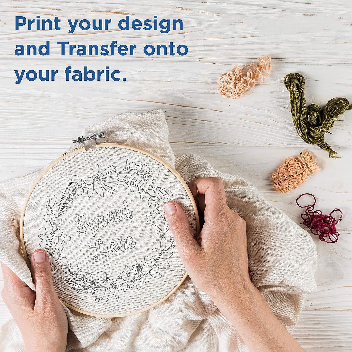 Print Works Vanishing Embroidery Transfers, for White/Light-Colored Fabrics, 5 Sheets, Inkjet, 8.5 x 11 (00536)