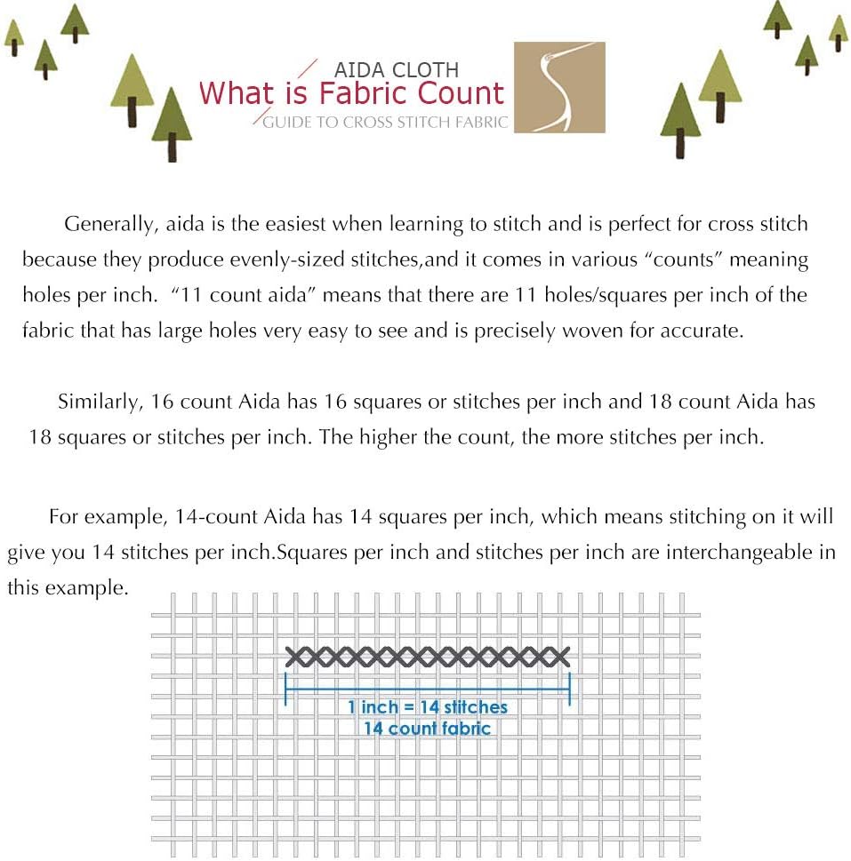 22 Count Cross Stitch Fabric Embroidery Aida Cloth, White, 59"W x 39"L