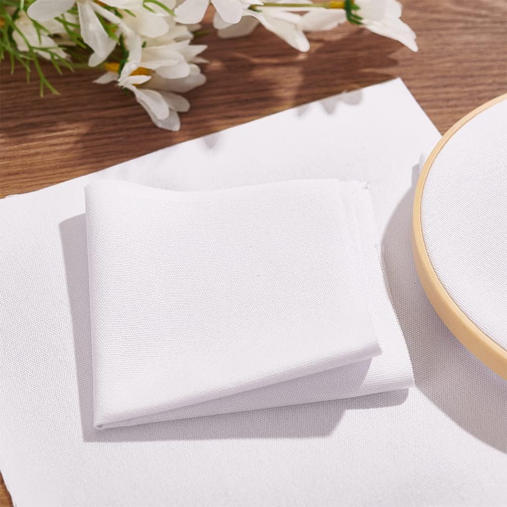 BENECREAT 14 Pieces White Cotton Embroidery Fabric, 7.9Inch Square Ramie Cotton Cloth for Handmade Embroidery Flower Pot Decoration