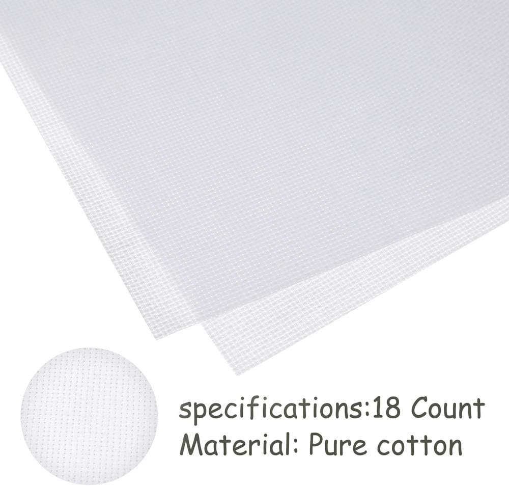 Caydo 4 Pieces 18 Count Aida Cloth Cross Stitch Fabric Embroidery Cloth, White