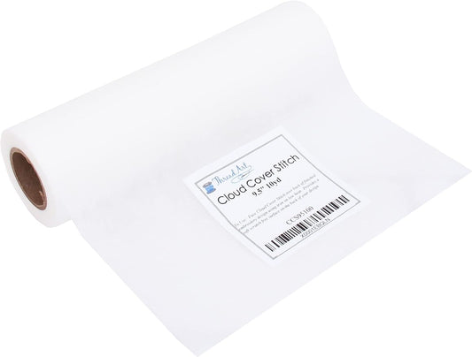 Threadart Cloud Cover Stitch Roll | Fusible Lightweight Fabric | 9.5" x 10yd Roll | Make The Back of Your Machine Embroidery Baby Soft | Iron On