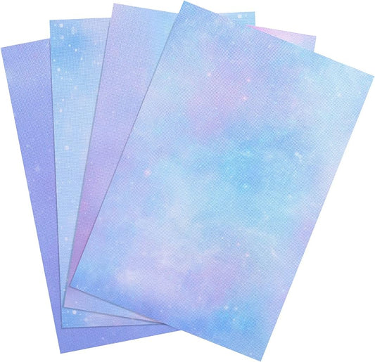 Pllieay 4 Pieces Printed Aida Cloth 14 Count Cross Stitch Fabric, Embroidery Cloth, 18 x 12 Inch, Starry Sky Printed Patterns
