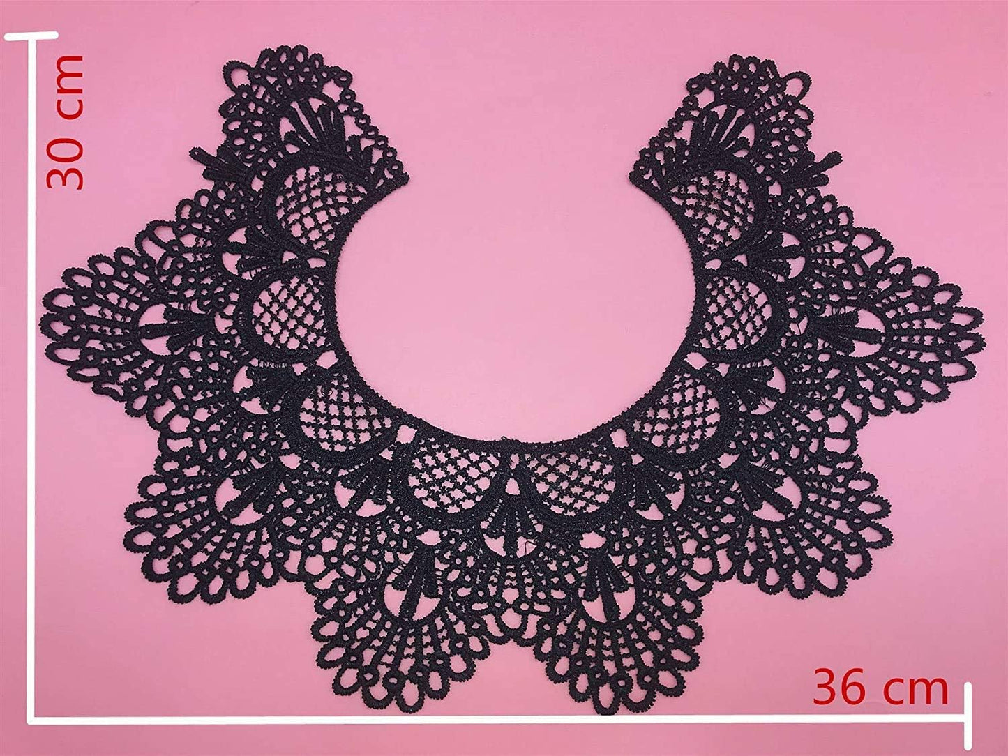 1pc Embroidery Round Ripple Neck African Lace Fabric Collar,DIY Handmade Lace Fabrics for Sewing Crafts (White)