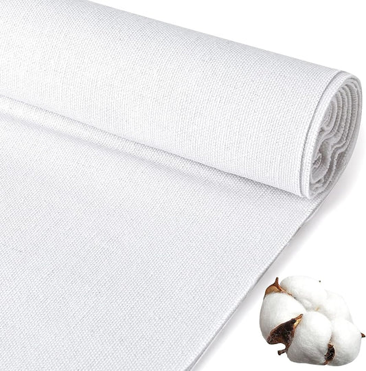 Caydo 20 by 60-Inch White Cotton Fabric Natural Cotton Fabric 100% Cotton Fabric for Embroidery Sewing and Garments Craft