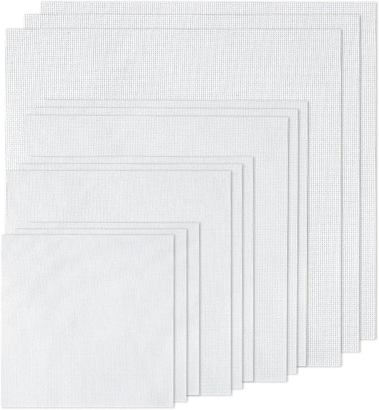 XEmbro 12 PCS Aida Cloth 14 Count, 4 Sizes White Cross Stitch Fabric for Craft Embroidery, Classic Reserve Aida Cloth for Embroidery Beginner, Needlework, Cross Stitch (5.9 to 11.8inch)